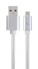 GEMBIRD Kabel MicroUSB - USB, opletený, stříbrný, 180cm