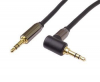 PremiumCord HQ stíněný kabel stereo Jack 3.5mm - Jack 3.5mm zahnutý 90°, 1,5m