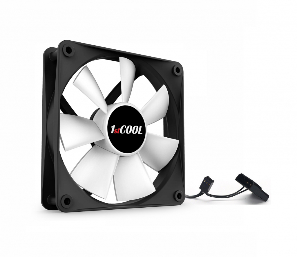 1stCOOL ventilátor SILENT, 12 cm Black/White 3pin/Molex