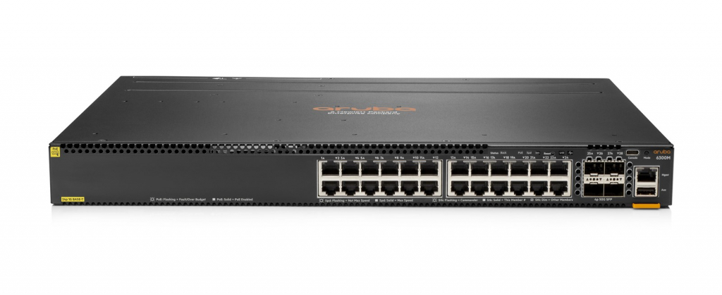 Aruba 6300M 24-port 1GbE Class 4 PoE and 4-port SFP56 Switch JL662AR RENEW