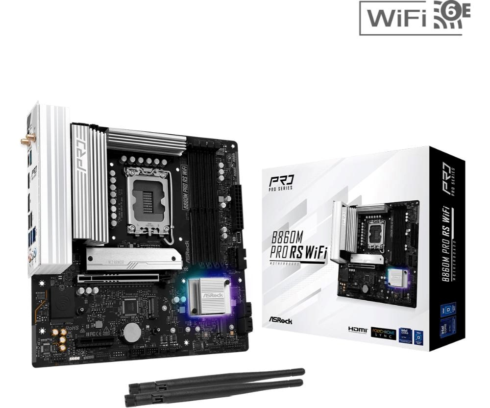 ASRock MB Sc LGA1851 B860M Pro RS WiFi, Intel B860, 4xDDR5, 1xDP, 1xHDMI, WiFi, mATX