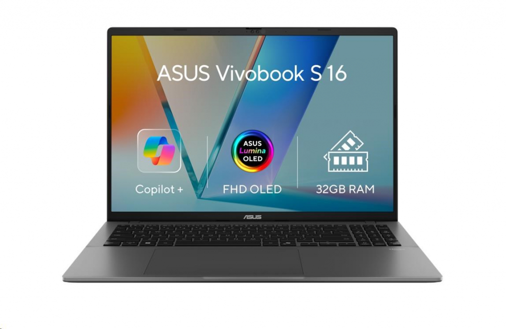 ASUS NTB Vivobook S 16 (M3607KA-OLED022X), R7 AI 350, 16" 1920x1200 OLED, 32GB, 1TB SSD, Radeon, W11 Pro, Matte Gray