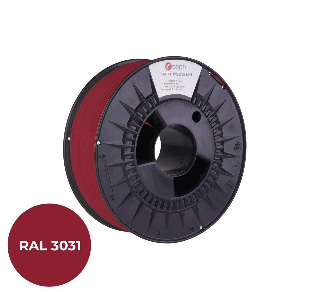 C-TECH Filament  PREMIUM LINE TPU 90A flexibilní orientální červená RAL3031