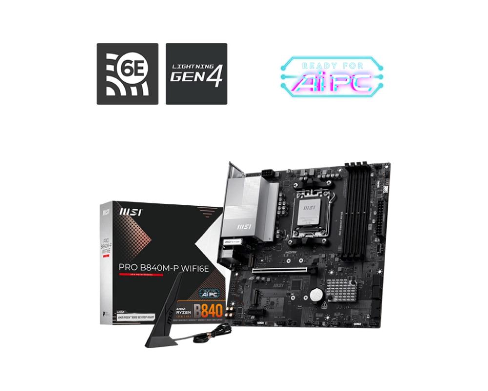 MSI MB Sc AM5 PRO B840M-P WIFI6E, AMD B840, 4xDDR5, 1xHDMI, WI-FI, mATX