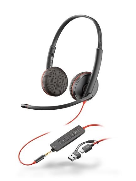Poly Blackwire 3225 náhlavní souprava, 3.5 mm jack + USB-C/A adaptér, stereo
