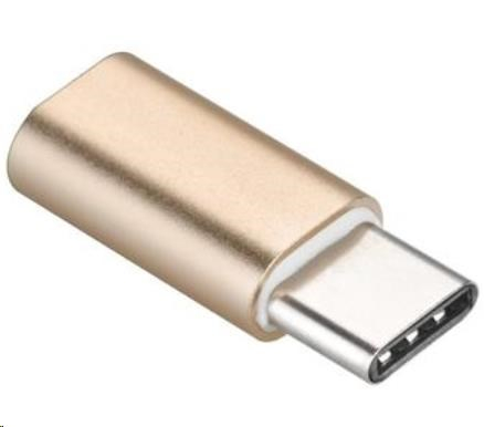 PREMIUMCORD Adaptér USB 3.1 C/male - USB 2.0 Micro-B/female, zlatý