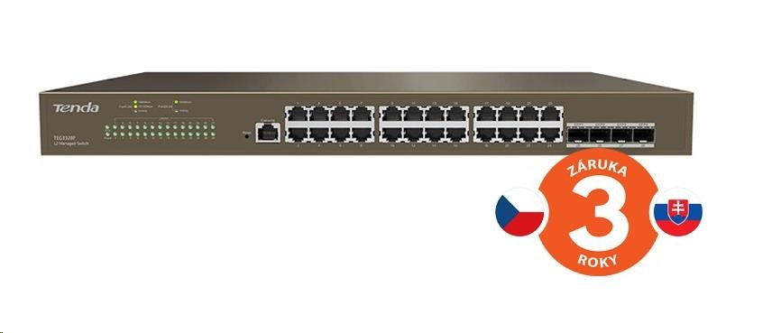 Tenda TEG3328F - L2 Managed Gigabit Switch, 24x RJ45 10/100/1000 Mb/s, 4x SFP 1 Gb/s