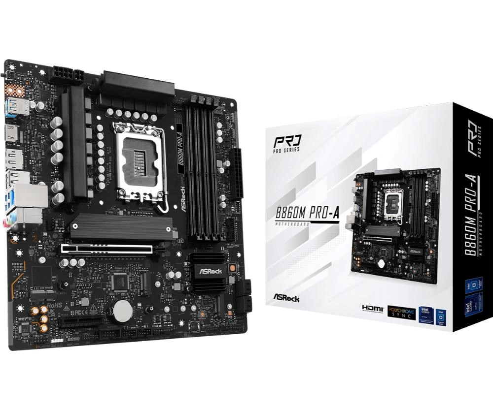 ASRock MB Sc LGA1851 B860M Pro-A, Intel B860, 4xDDR5, 1xDP, 1xHDMI, mATX