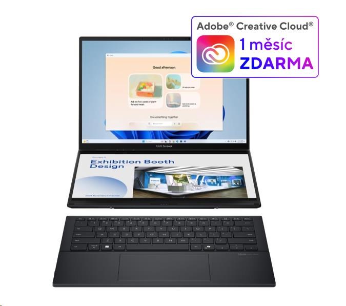 ASUS NTB Zenbook Duo (UX8406CA-OLED067X), Ultra 7 255H, 14" 3K, 32GB, 1TB SSD, Intel Arc, W11 Pro, Inkwell Gray