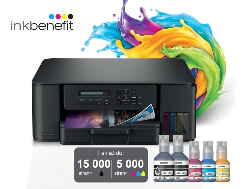 BROTHER multifunkce inkoustová DCP-T530DW - A4 128MB 2400x600 16ppm USB 2.0. WIFI  - INKTANK
