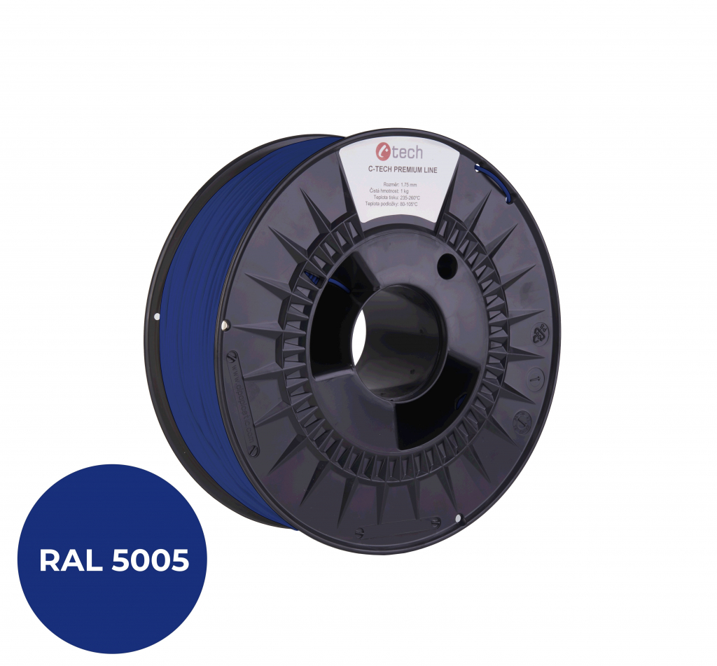 C-TECH Filament  PREMIUM LINE TPU 90A flexibilní signální modrá RAL5005