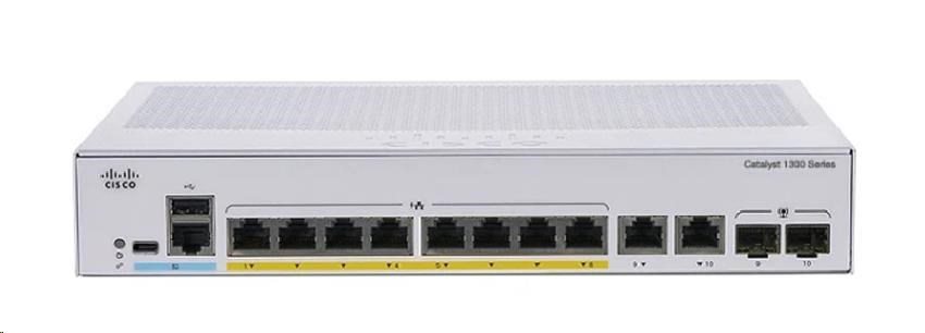 Cisco Catalyst switch C1300-8MGP-2X (4xGbE,4x2,5GbE,2xSFP+,8xPoE+,120W,fanless)