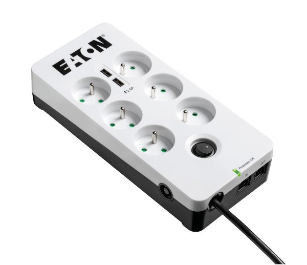 Eaton Protection Box 6 Tel@ USB FR, přepěťová ochrana, 6 zásuvek, 2x USB nabíječka, 1m