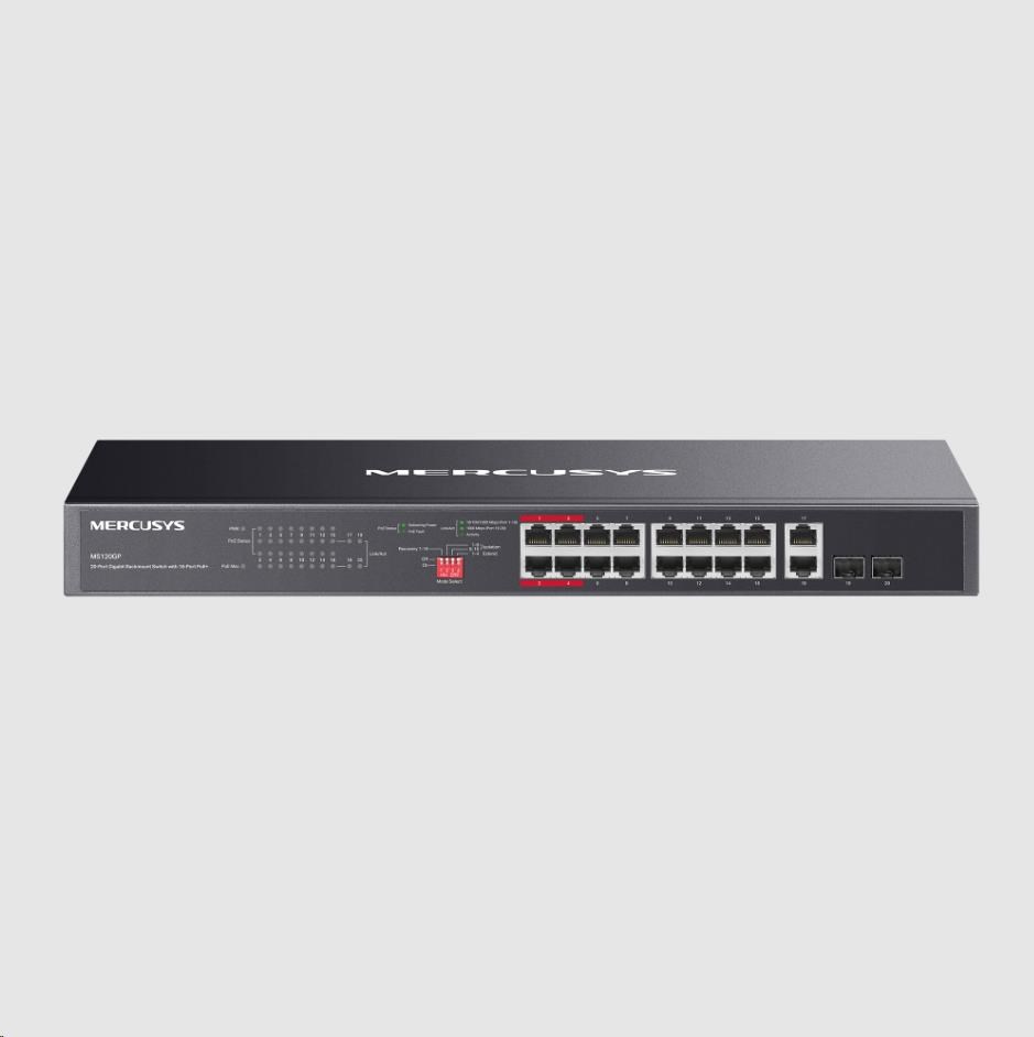 MERCUSYS switch MS120GP (16xGbE,14xPoE+,2xGbE/SFPcombo,192W)
