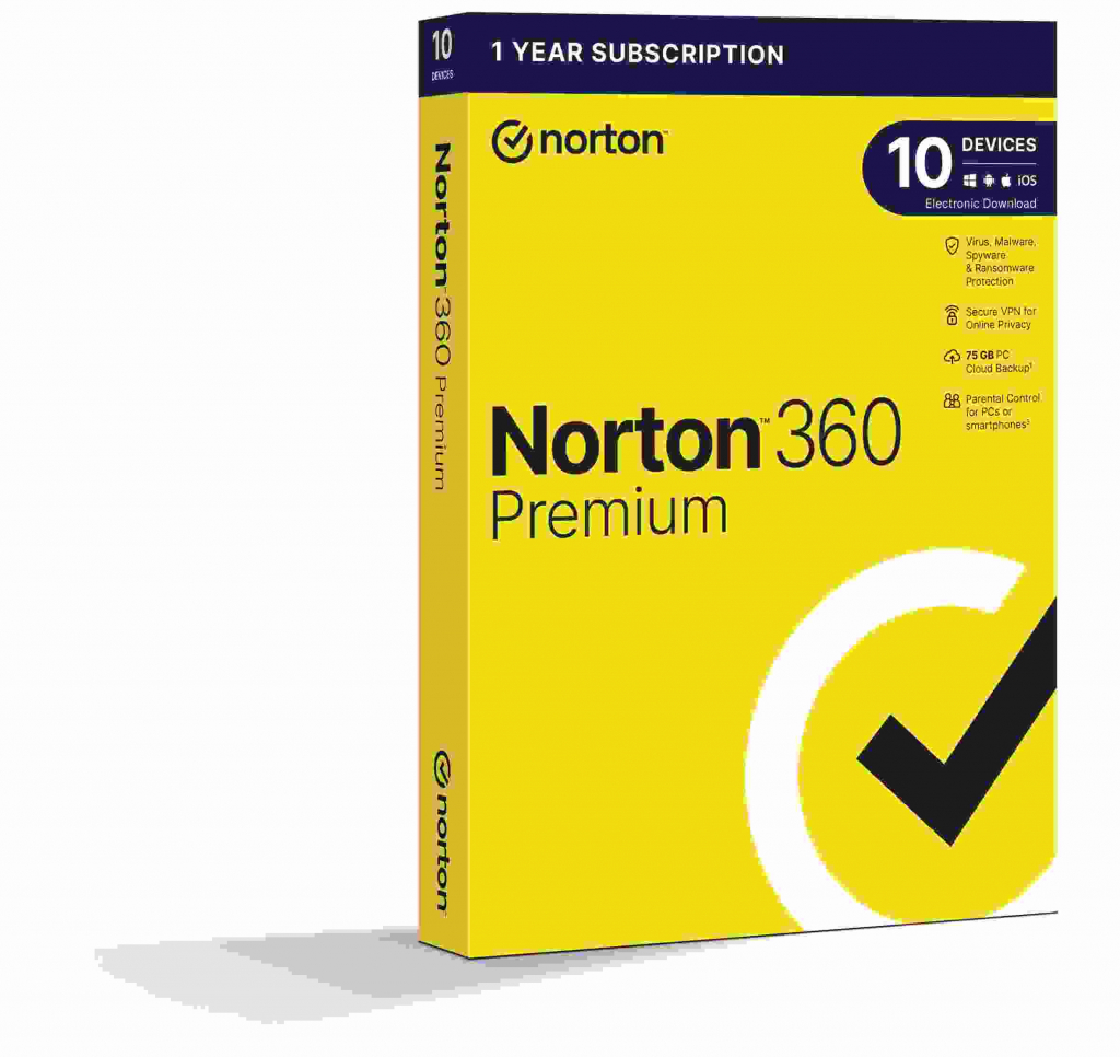 NORTON 360 PREMIUM 75GB +VPN 1 uživatel pro 10 zařízení na 1 rok BOX