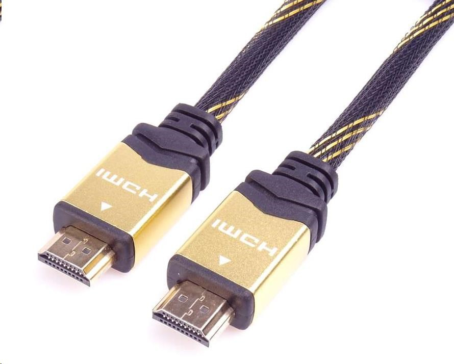 PREMIUMCORD Kabel HDMI 2.0 High Speed + Ethernet kabel HQ, zlacené konektory, 0,5m