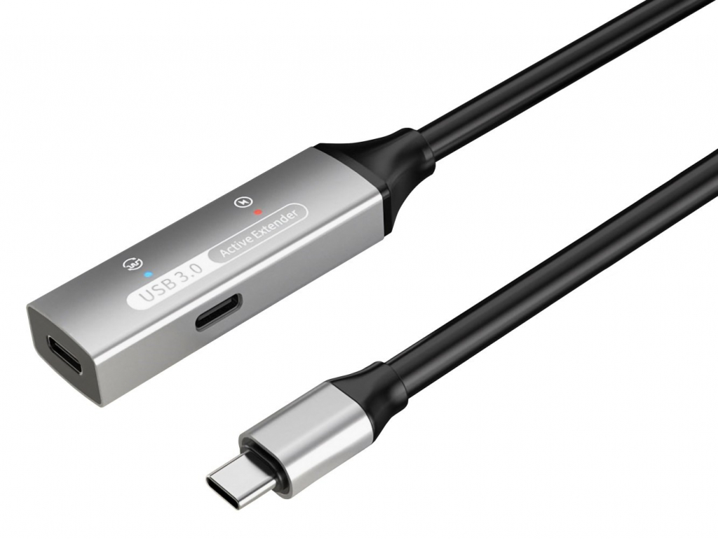 PremiumCord USB-C repeater a prodlužovací kabel Male-Female, 5Gbps Aluminium 10m