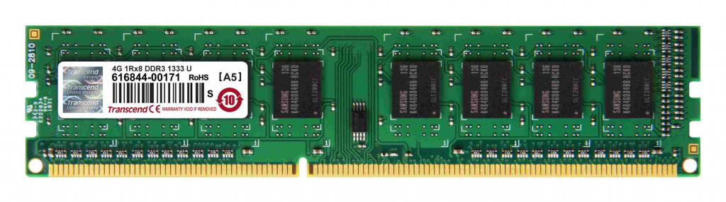 TRANSCEND DIMM DDR3 4GB 1333MHz 1Rx8 CL9 - BULK
