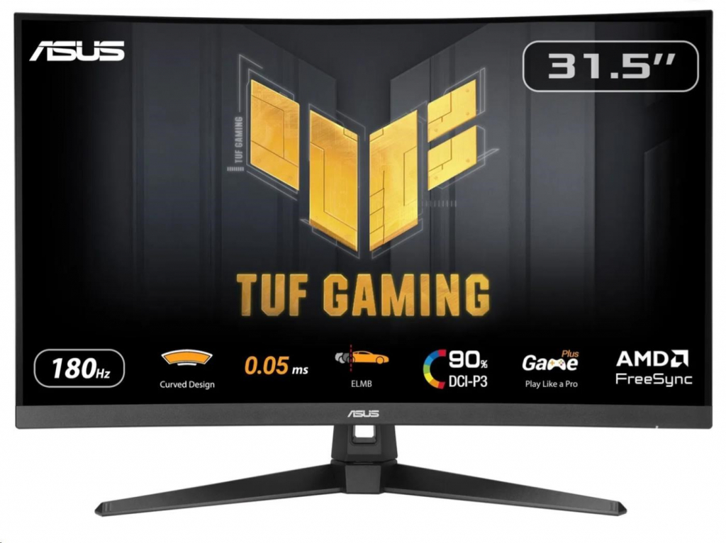 ASUS LCD TUF Gaming VG32WQ3B, 31.5" 2560x1440, 180Hz, 1ms, 350nits, Curved, FF, Repro, DP, HDMI, Audio, Vesa, Black