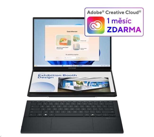 ASUS NTB Zenbook Duo (UX8406CA-OLED088W), Ultra 7 255H, 14" 3K, 32GB, 1TB SSD, Intel Arc, W11 Home, Inkwell Gray