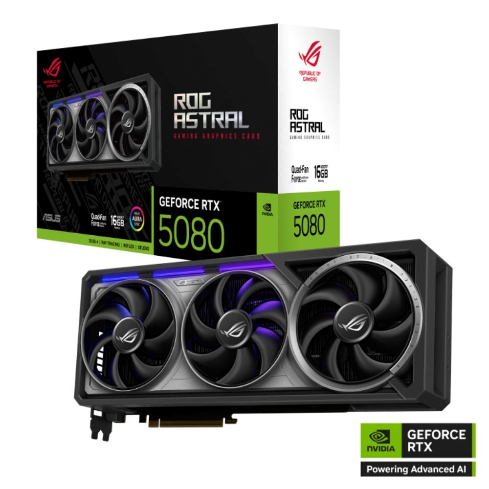 ASUS VGA NVIDIA GeForce RTX 5080 ROG ASTRAL 16GB, 16GB GDDR7, 3xDP, 2xHDMI