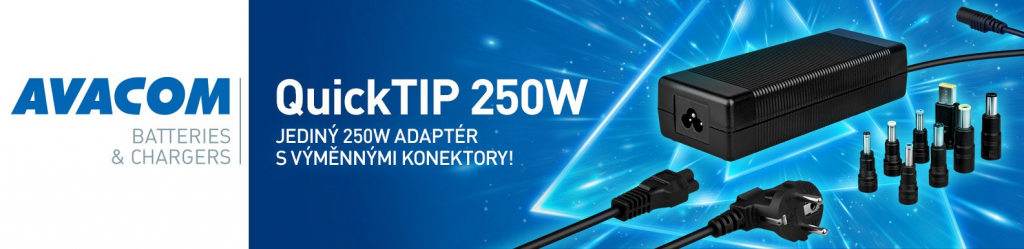 AVACOM QuickTIP 250W - univerzální adaptér pro notebooky + 8 konektorů