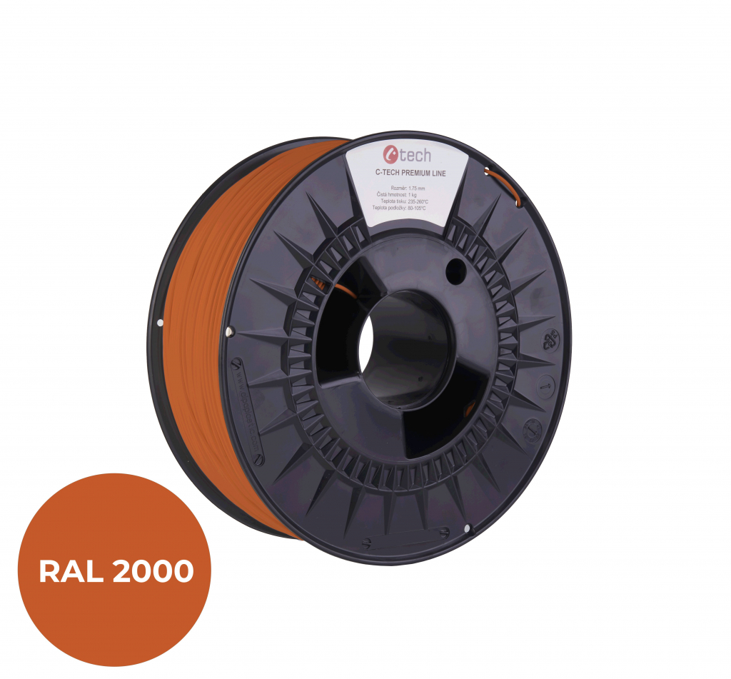 C-TECH Filament  PREMIUM LINE TPU 90A flexibilní žlutooranžová RAL2000