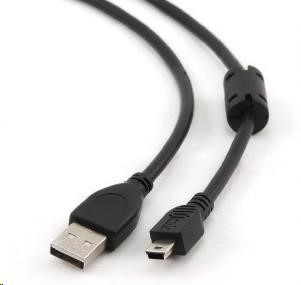 GEMBIRD Kabel USB 2.0 A-Mini B (5pin) propojovací, HQ s ferritovým jádrem, 1,8m, černý