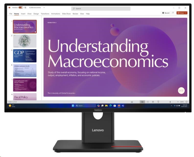 LENOVO LCD T24D-40 - 23.8",IPS,16:9,1920x1080,120Hz,250cd/m2,1500:1,4ms,USB-C(96W PD),HDMI,DP,DPout,DC,USBHub,RJ45,Pivot