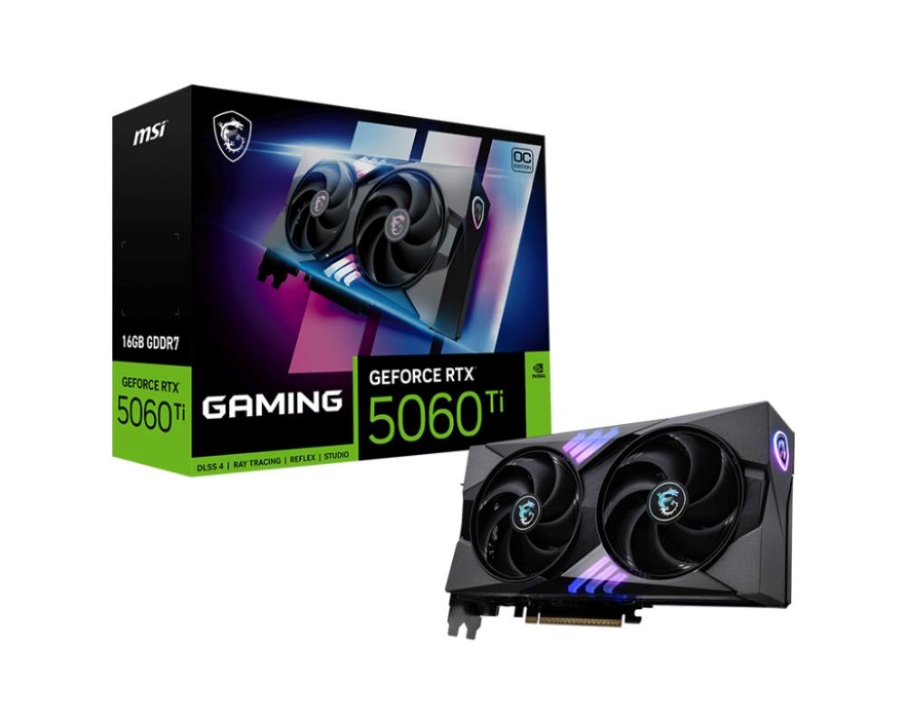 MSI VGA NVIDIA GeForce RTX 5060 Ti 16G GAMING OC, RTX 5060 Ti, 16GB GDDR7, 3xDP, 1xHDMI
