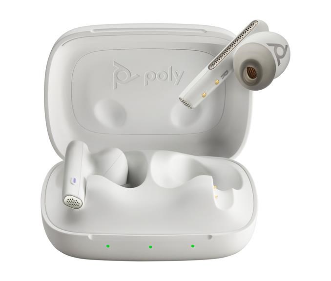 Poly Voyager Free 60 MS Teams bluetooth headset, BT700 USB-C adaptér, nabíjecí pouzdro, bílá