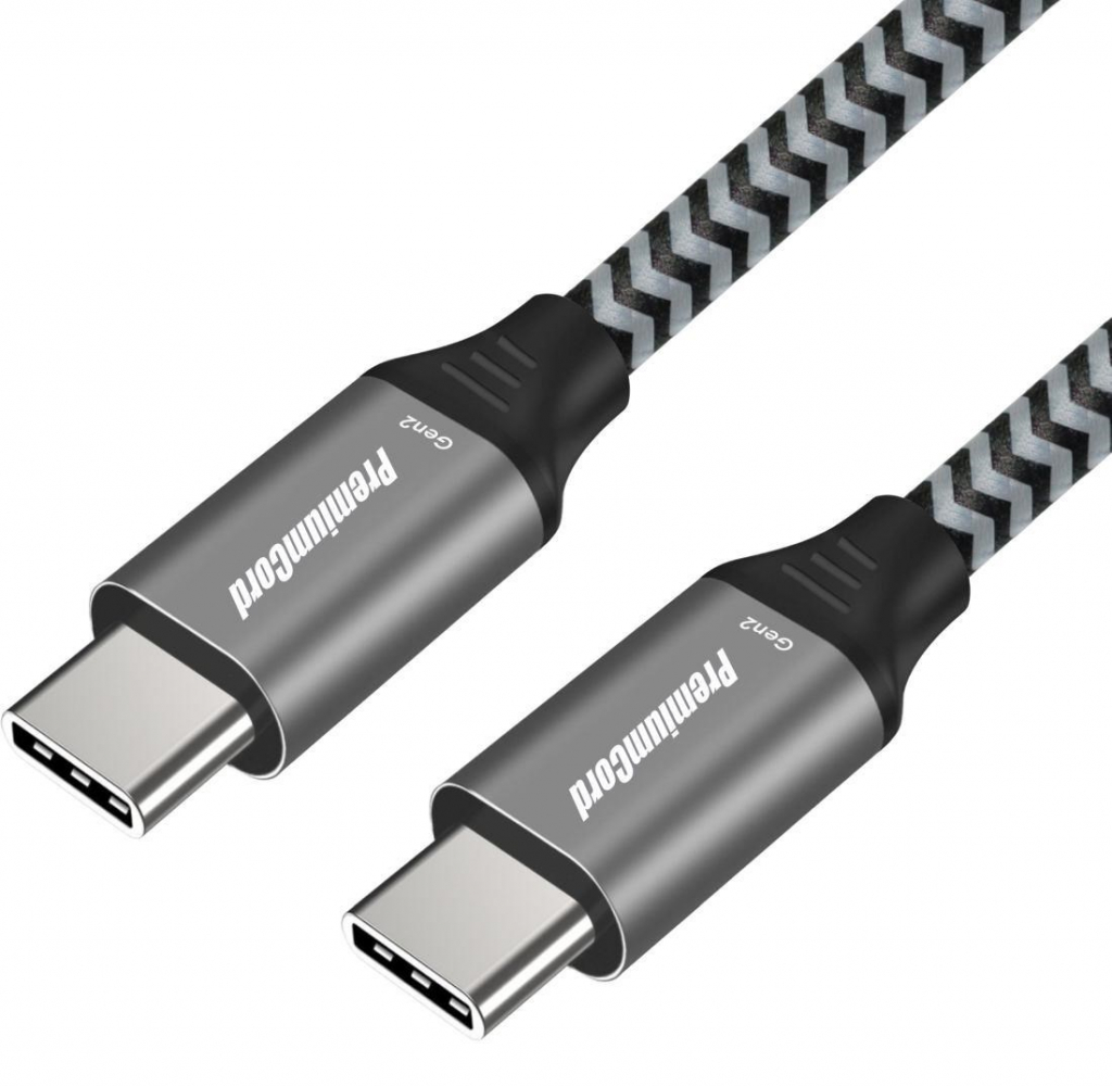 PREMIUMCORD Kabel USB-C (USB 3.2 Gen 2, 3A, 60W, 20Gbit/s) bavlněný oplet, 2m
