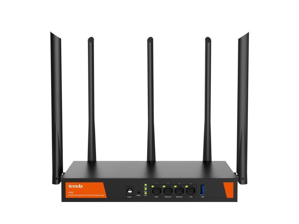 Tenda W30E Wireless Enterprise Hotspot Router AX3000, VPN, 1xGWAN, 2xGWAN/LAN, 1xGLAN