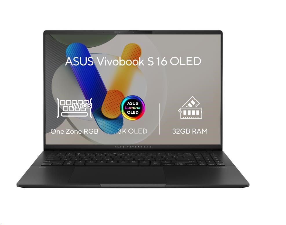 ASUS NTB Vivobook S 16 (S5606CA-OLED046X), Ultra 7-255H, 16" 2880 x 1800, 32GB, 1TB SSD, Intel Arc, W11 Pro, Black