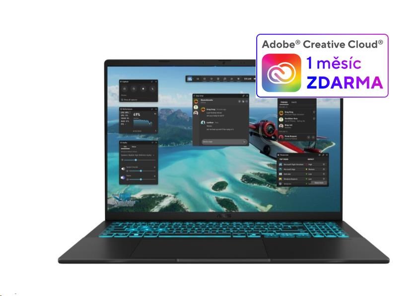 ASUS NTB Vivobook V16 (V3607VU-RP299W), Core5 210H, 16" 1920x1200, 32GB, 1TB SSD, Intel+RTX 4050, W11 Home, Matte Black