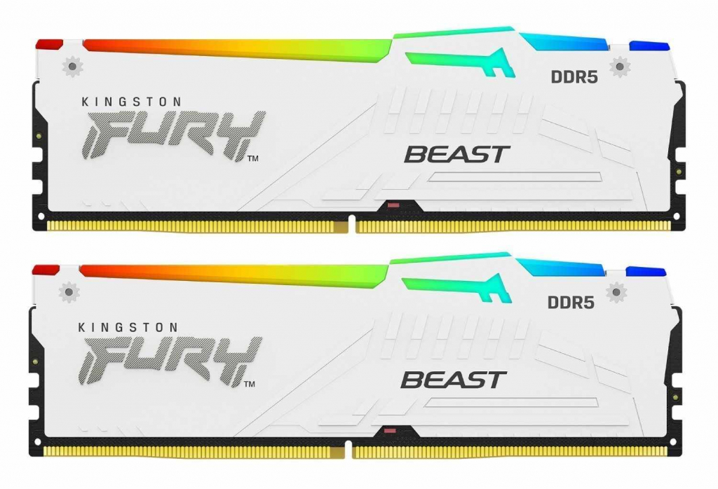 KINGSTON DIMM DDR5 32GB (Kit of 2) 6000MT/s CL30 Non-ECC FURY Beast RGB XMP, Bílá