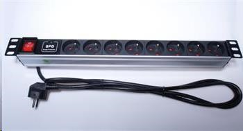 PremiumCord Panel napájecí 1U do 19" racku, 8x230V, přepěťová ochrana, 2m kabel, vypínač