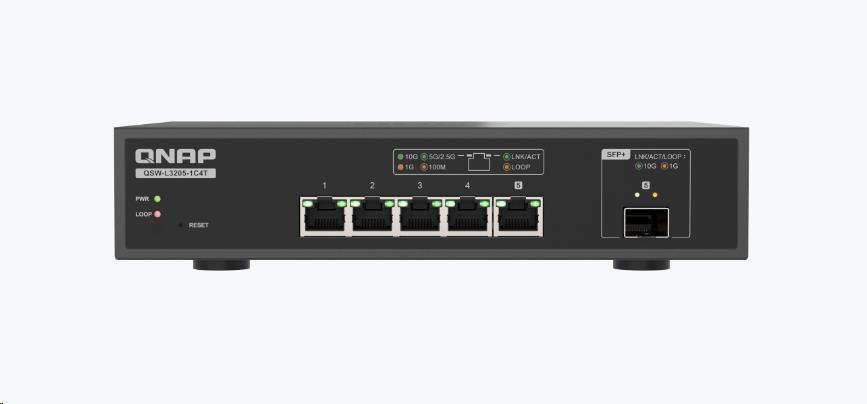 QNAP switch QSW-L3205-1C4T (4x10GbE,1x10GbE/SFP+combo,fanless)