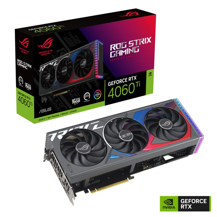 ASUS VGA NVIDIA GeForce RTX 4060 Ti ROG STRIX GAMING 16G, 16G GDDR6, 3xDP, 1xHDMI