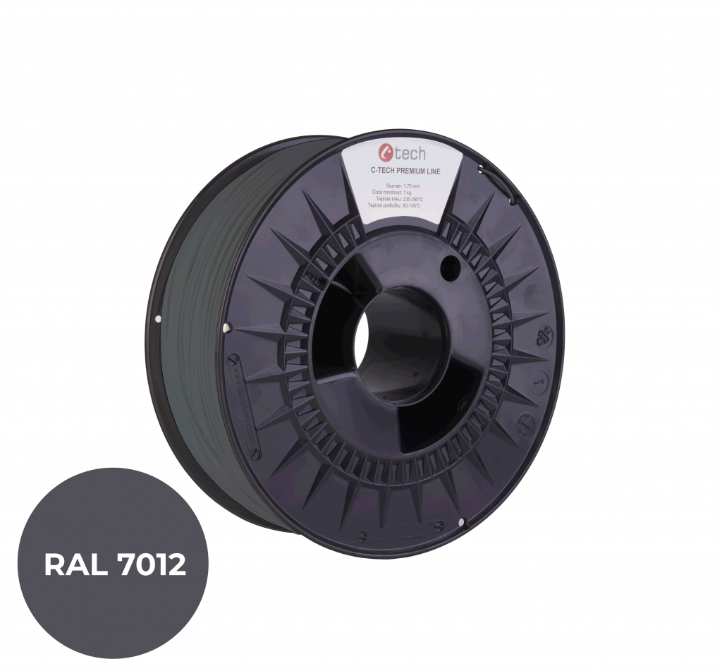 C-TECH Filament  PREMIUM LINE TPU 90A flexibilní čedičová šedá RAL7012