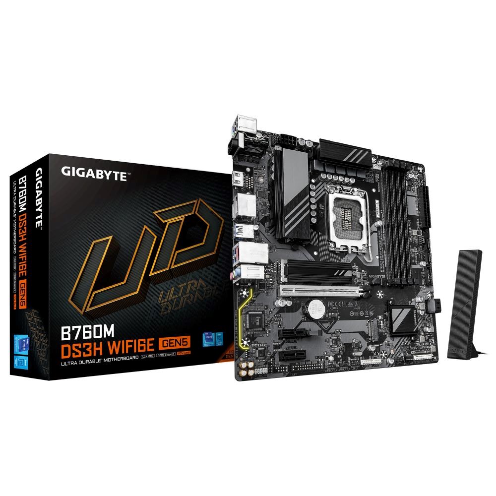 GIGABYTE MB Sc LGA1700 B760M DS3H WIFI6E GEN5, Intel B760, 4xDDR5, 2xDP, 1xHDMI, mATX