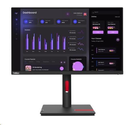 LENOVO LCD ThinkVision T24i-30-23.8" FHD IPS,matný,16:9,1920x1080,178/178,6ms,250cd,1000:1,HDMI,DP,VGA,VESA,PIVOT,3Y