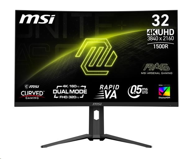 MSI LCD MAG 321CUPDF, 31.5", 3840x2160, Rapid VA, 160Hz, 0,5ms, VESA 100x100, Black