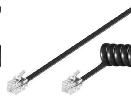PremiumCord Kabel telefonní sluchátkový kroucený 4 žíly 4m - černý