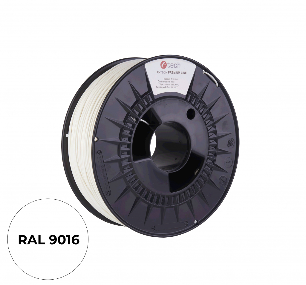 C-TECH Filament  PREMIUM LINE TPU 90A flexibilní dopravní bílá RAL9003