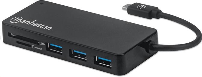 MANHATTAN USB-C Hub 3-port USB 3.2 Gen 1 Hub se čtečkou karet