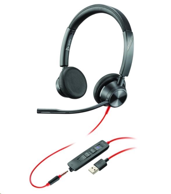 Poly Blackwire 3325 MS Teams náhlavní souprava, 3.5 mm jack, USB-A, stereo