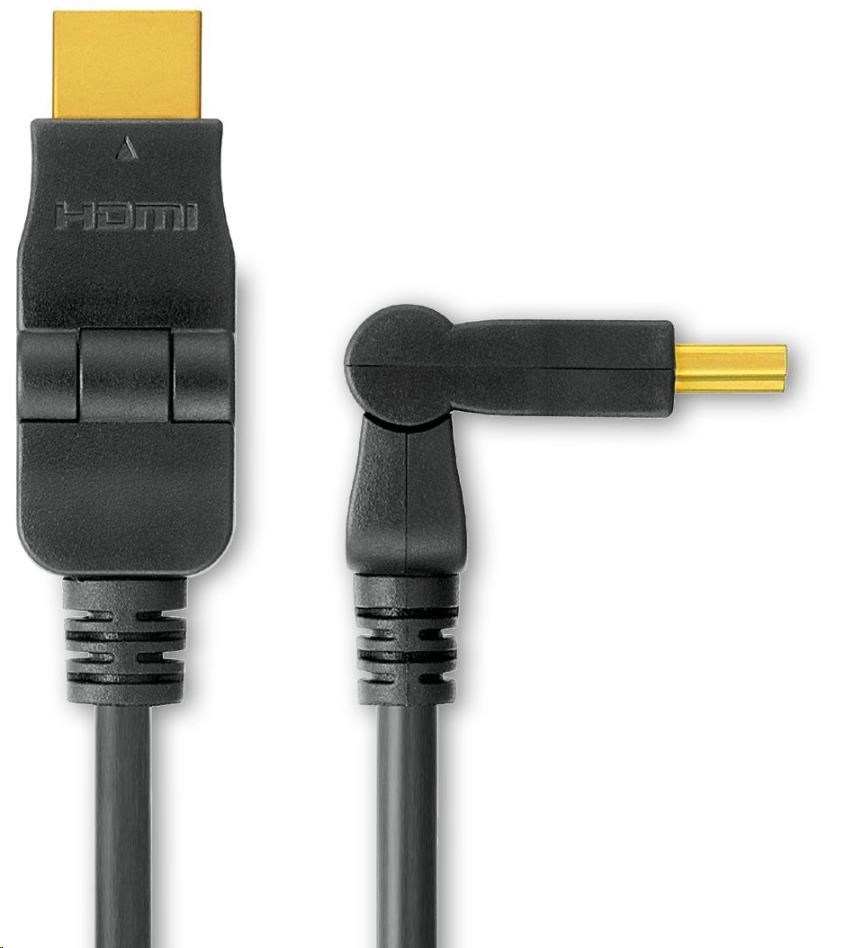 PREMIUMCORD Kabel HDMI A - HDMI A M/M 15m, otočné zlacené konektory