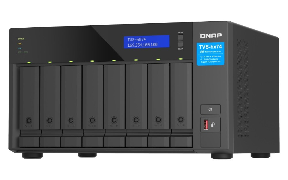 QNAP TVS-h874-i5-32G (6C/i5-12400/4,4GHz/32GBRAM/8x3,5"SATA/2x2,5GbE/3xUSB3.2/1xHDMI/2xM.2/2xPCIe)