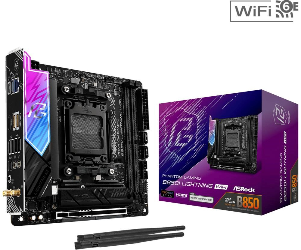 ASRock MB Sc AM5 B850I Lightning WiFi, AMD B850, 2xDDR5, 1xThunderbolt, 1xHDMI, WiFi, Mini-ITX